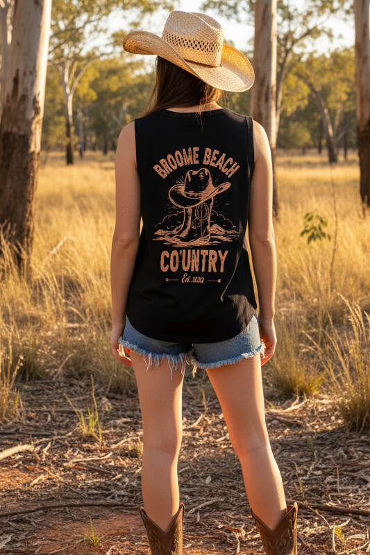 Ladies Longline Tank - Co’untry Black