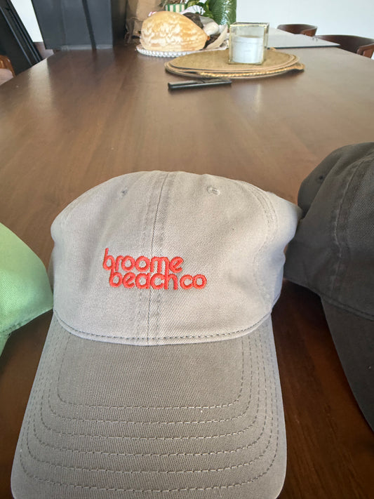 Premium Cotton Dad Cap - Light Grey/Red