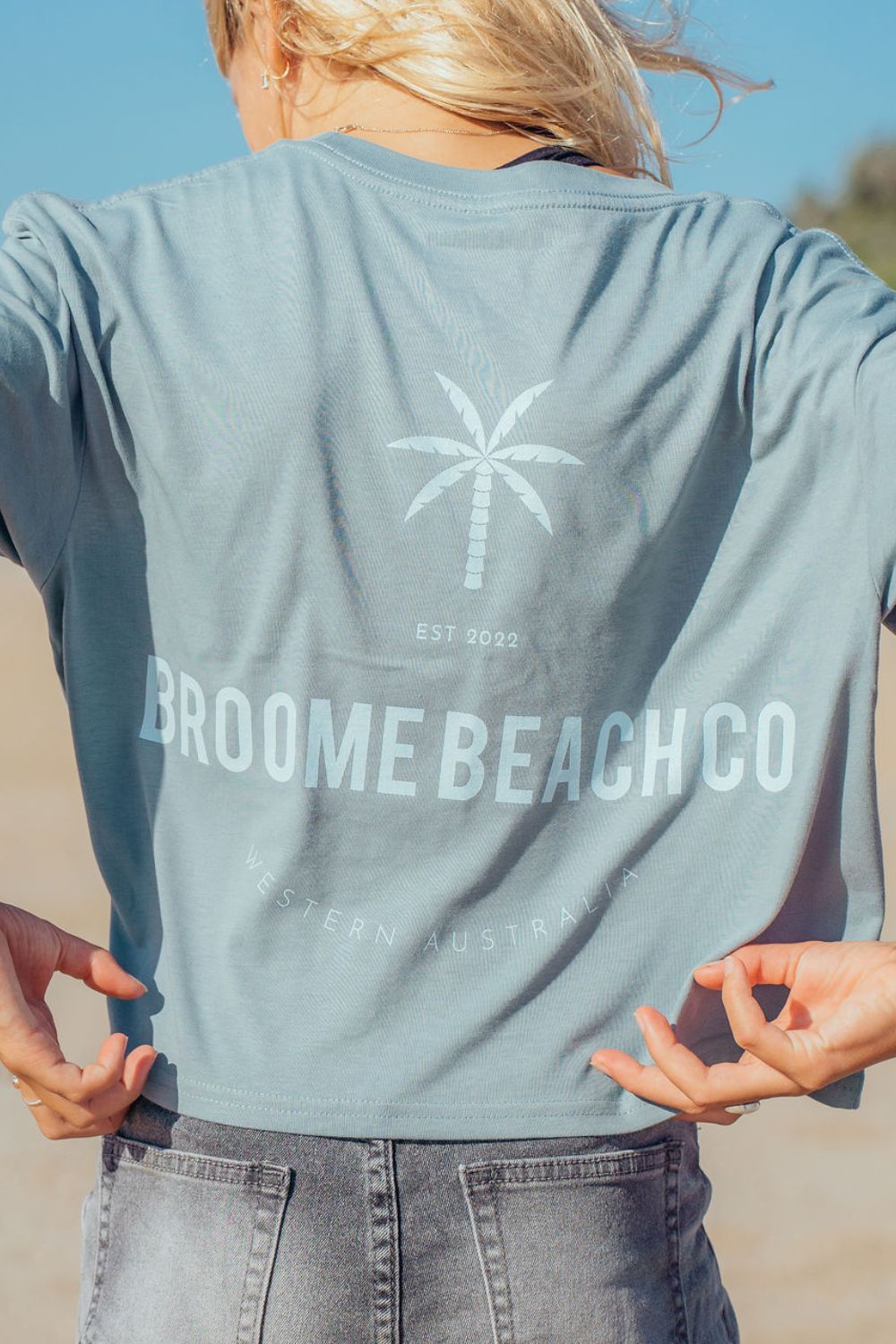 Ladies Crop Box Tee - Storm Blue