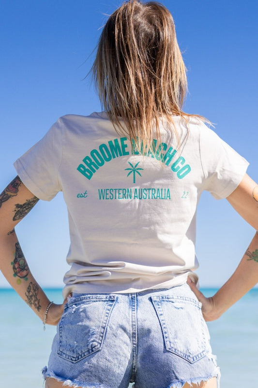 Ladies Dune Tee - Bone & Aqua