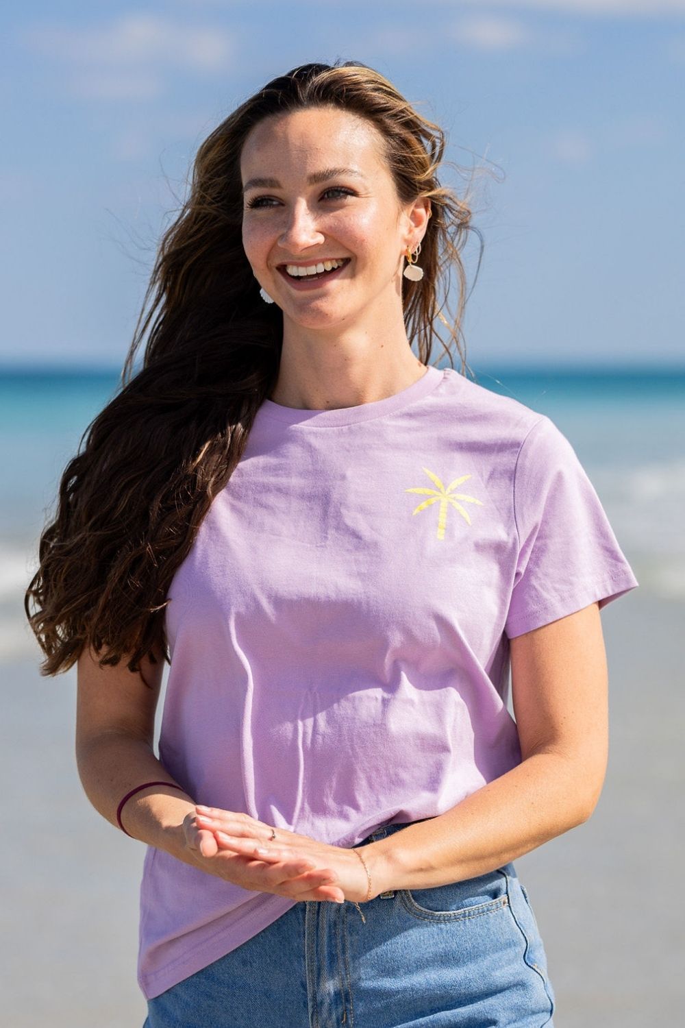 Ladies Dune Tee - Lilac with Yellow