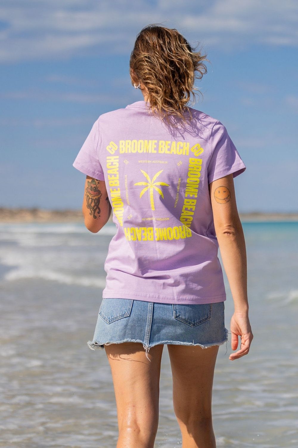 Ladies Dune Tee - Lilac with Yellow