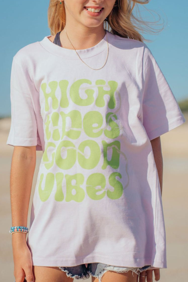 Ladies Heavy Tee - Green Bubble Lilac High Tides