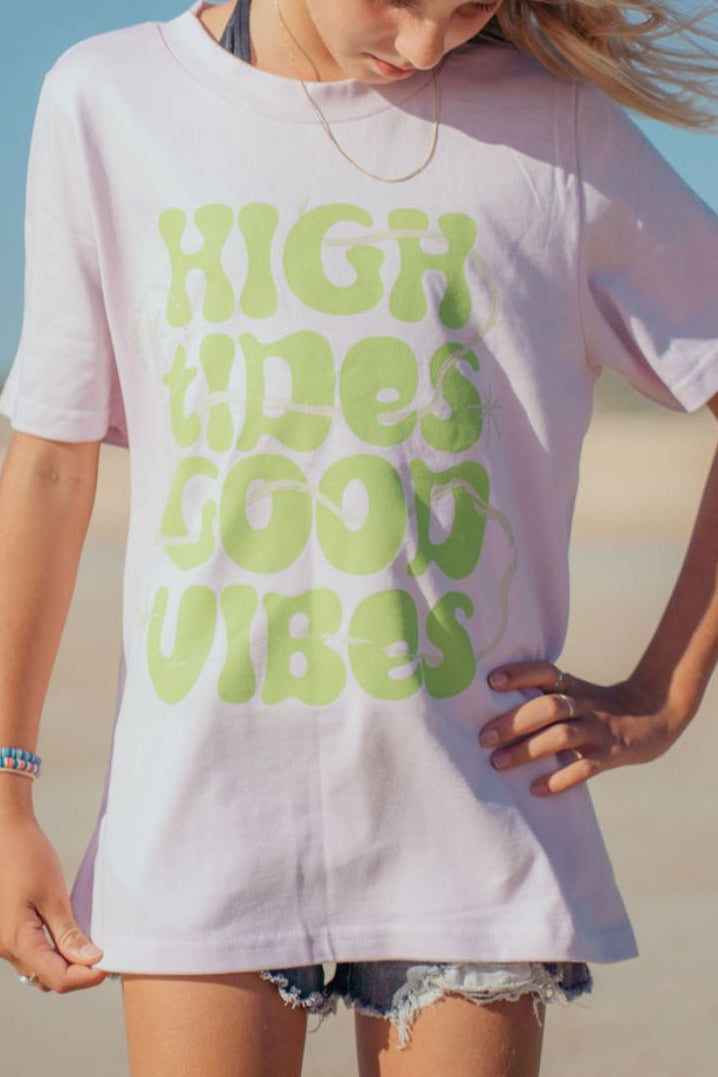 Ladies Heavy Tee - Green Bubble Lilac High Tides