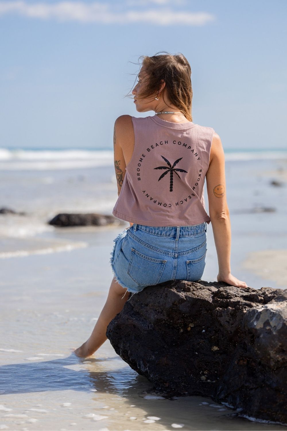 Ladies Crop Tank - Dusty Pink