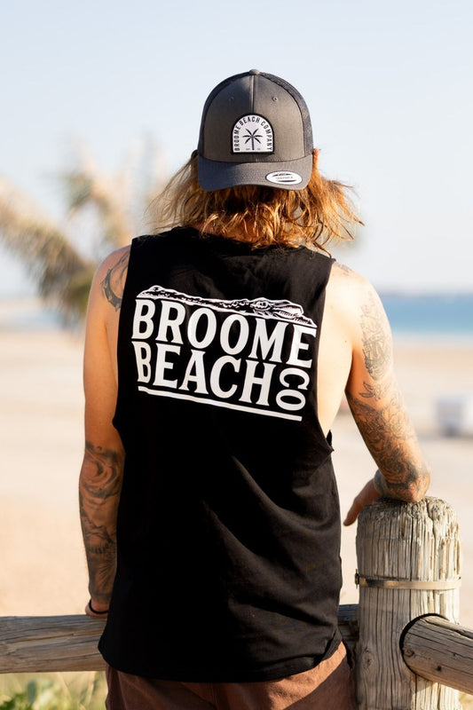 Beach Cut Off Tank - Black Croc