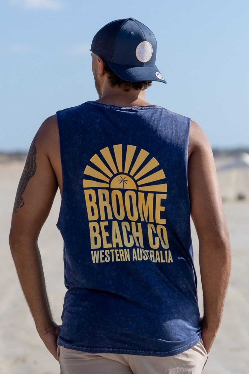 Beach Cut Off Tank - Washed Denim Blue