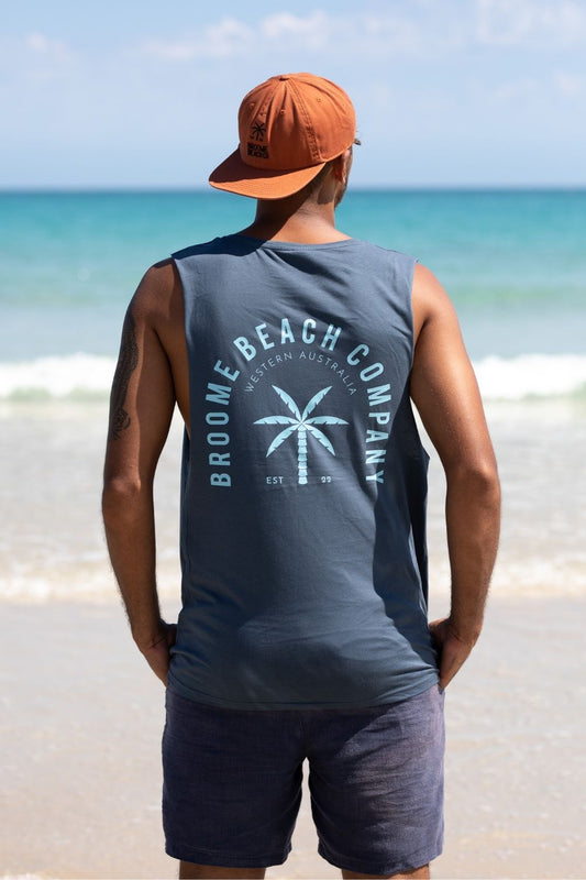Beach Cut Off Tank - Steel Blue