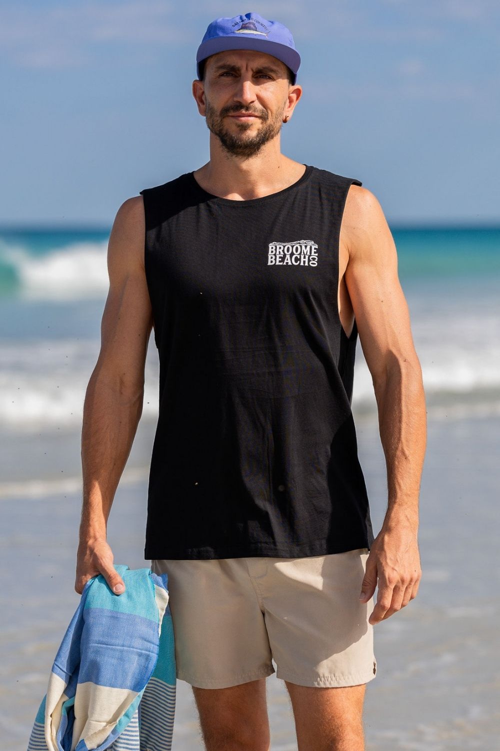 Beach Cut Off Tank - Black Croc
