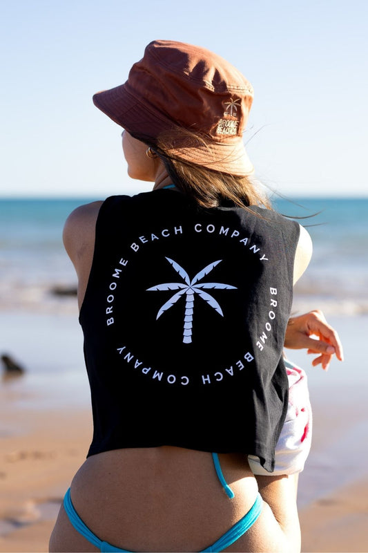 Ladies Crop Tank - Black/White
