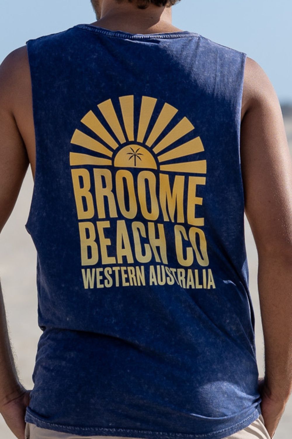 Beach Cut Off Tank - Washed Denim Blue