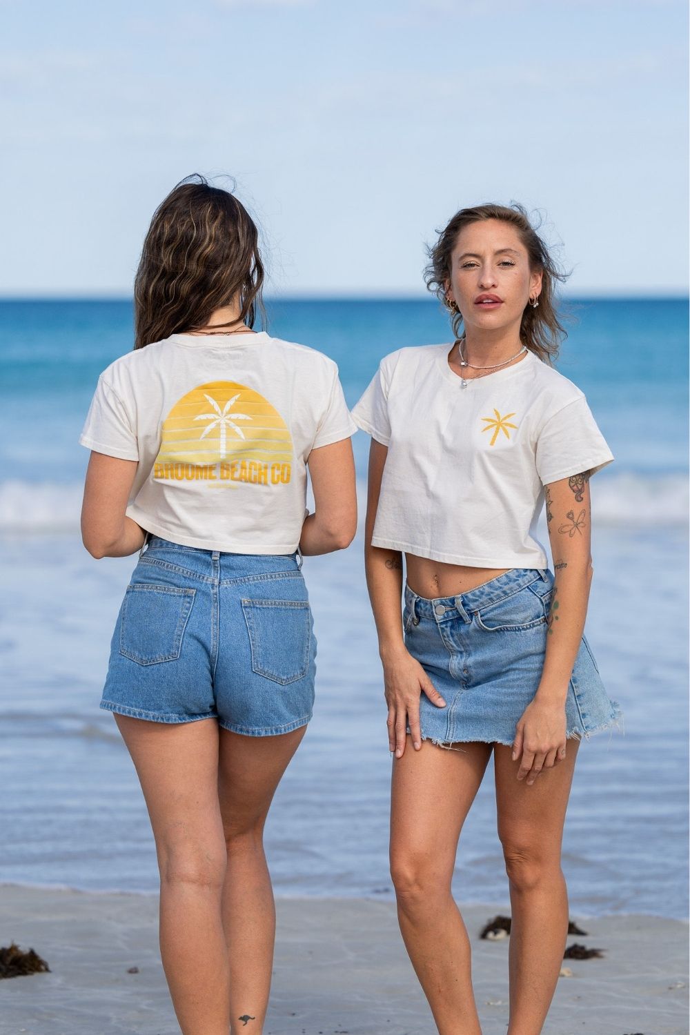 Ladies Crop Box Tee - Sand