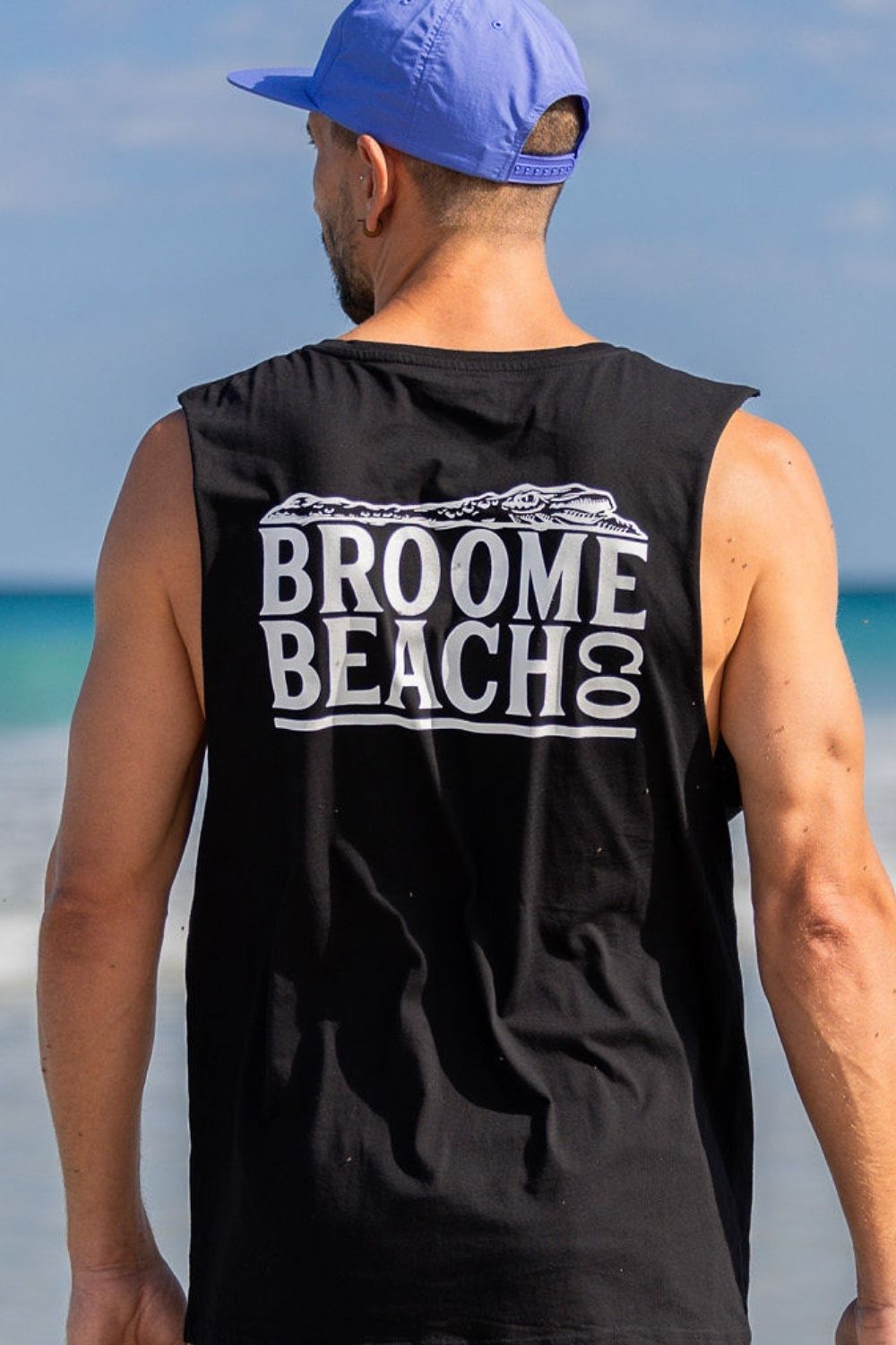 Beach Cut Off Tank - Black Croc