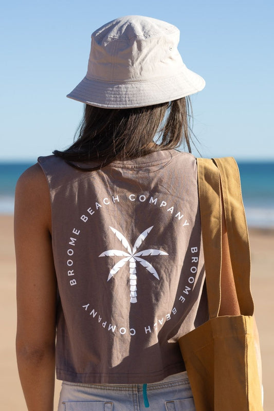 Ladies Crop Tank - Hazelnut Brown