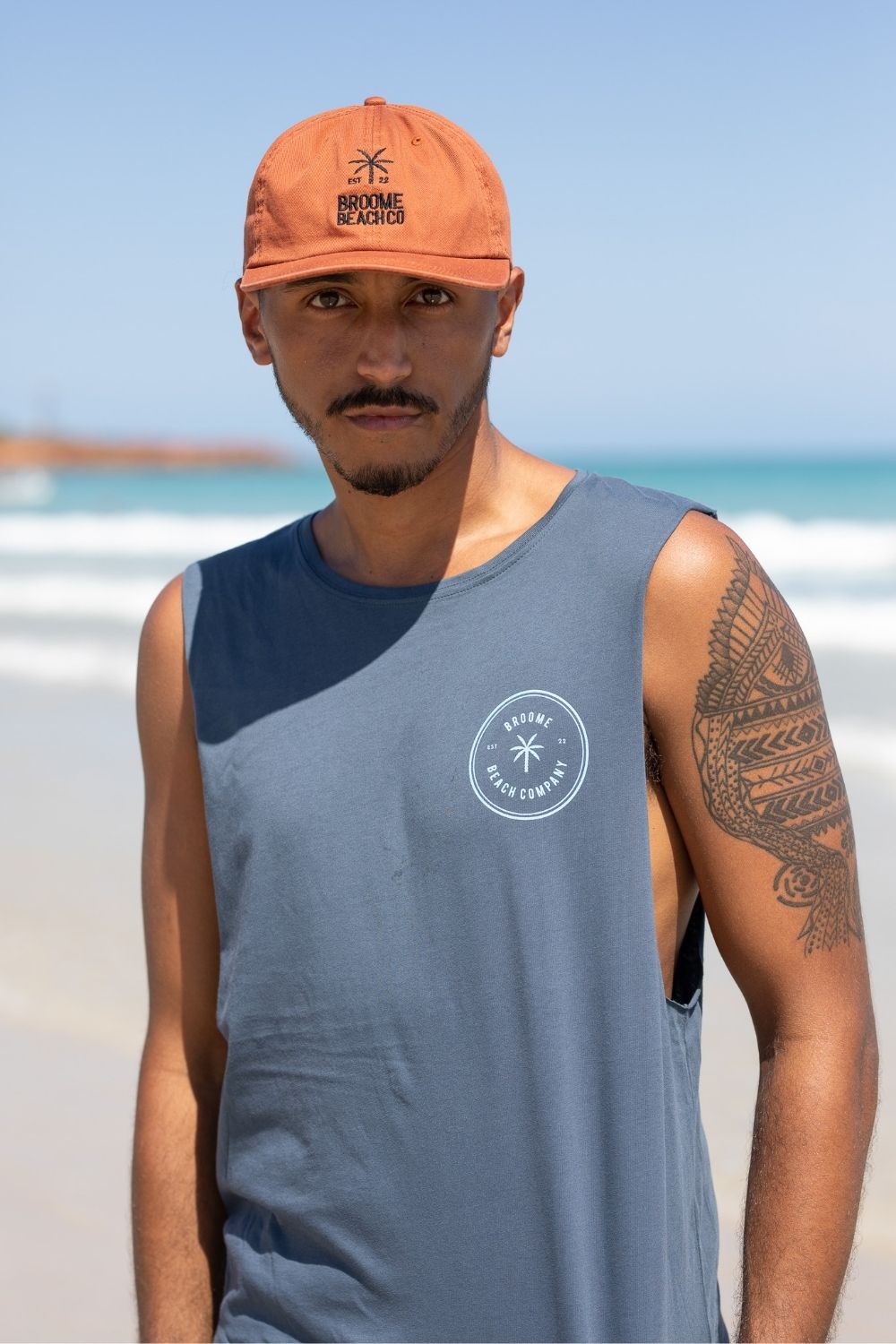 Beach Cut Off Tank - Steel Blue