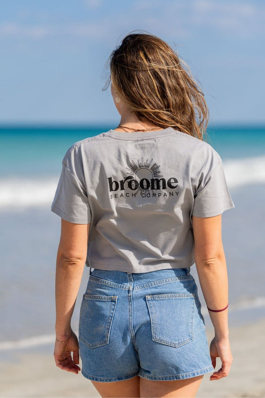 Ladies Crop Box Tee - Grey