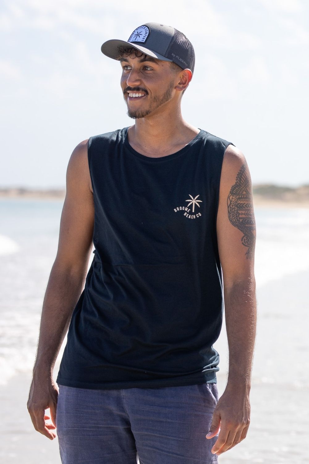 Beach Cut Off Tank - Navy