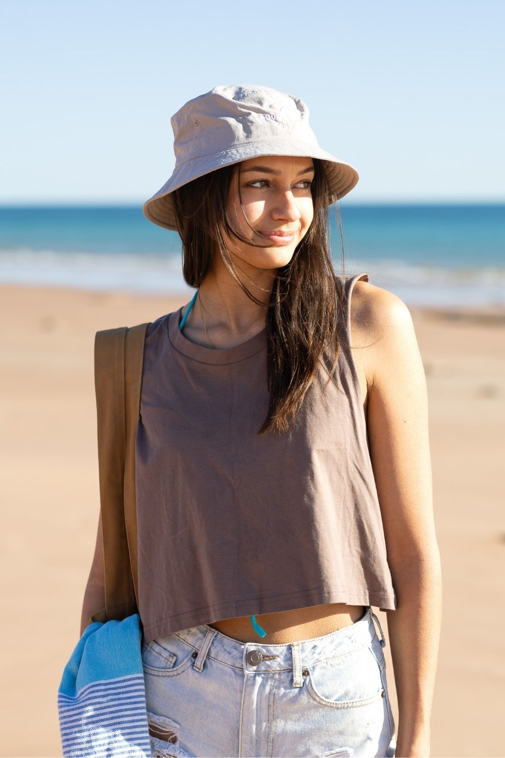 Ladies Crop Tank - Hazelnut Brown