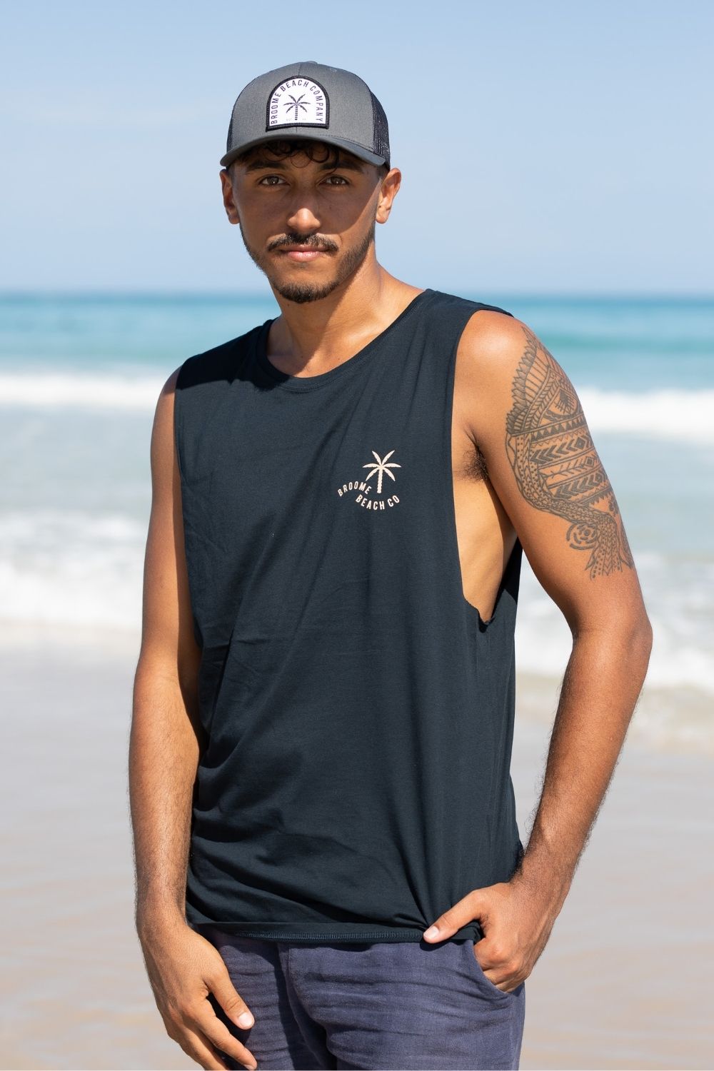 Beach Cut Off Tank - Navy
